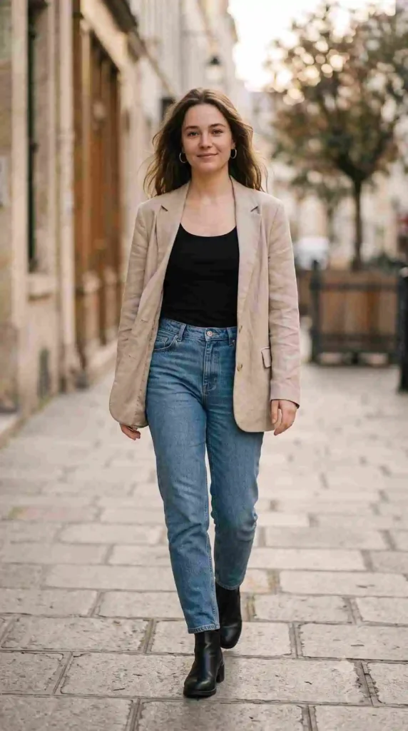 oversized beige blazer casual outfit street style